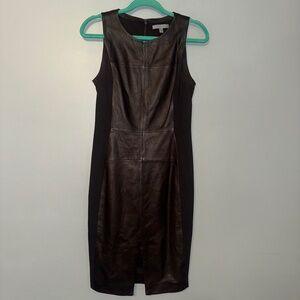 EUC Classiques Entier Leather Knit Sheath Brown Dress Size 4